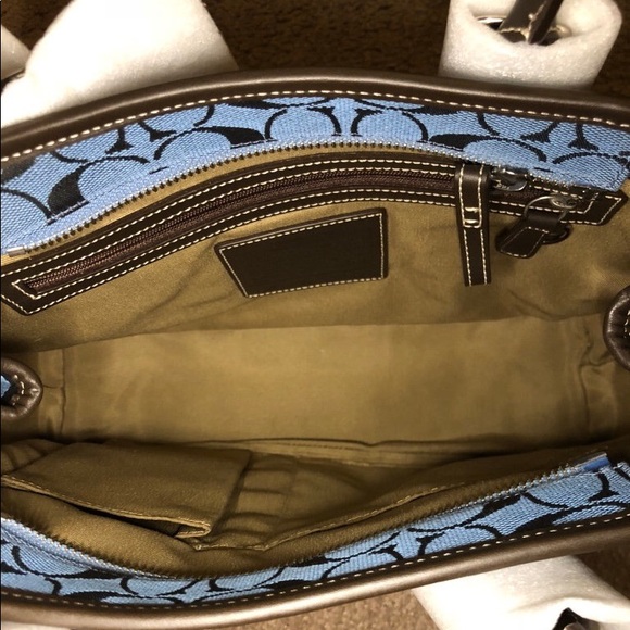 Coach Blue Monogram Satchel Authentic BNWT - Picture 3 of 4